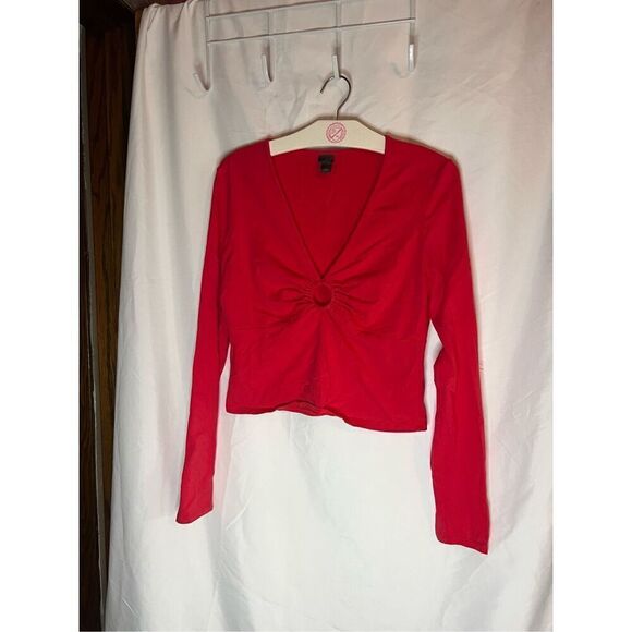 Wild Fable Red Long Sleeve Cropped Top Woman’s Size Medium - Picture 1 of 7